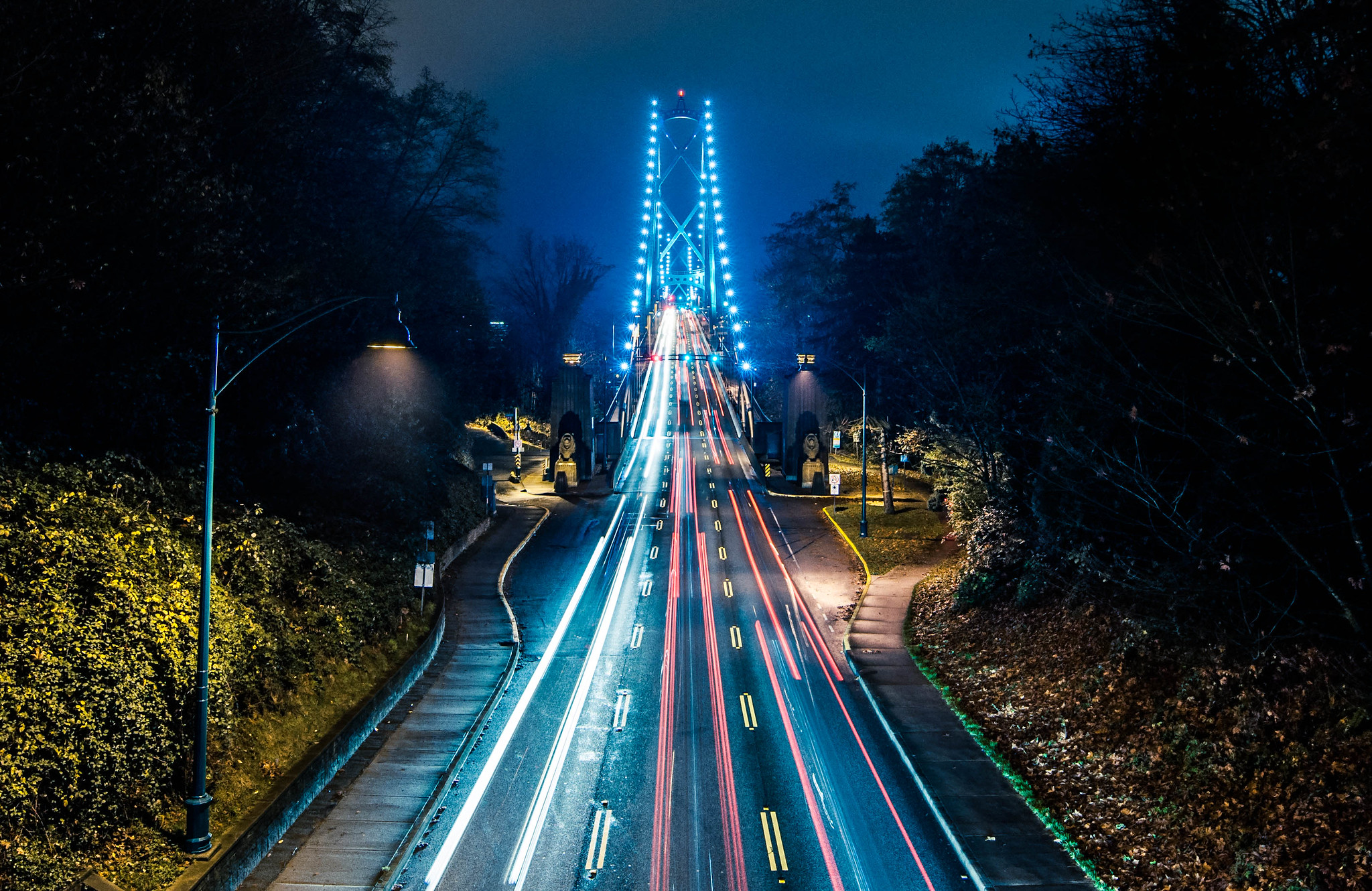 Traffic on Lion’s Gate Bridge (from timelapse movie) by Colin Knowles