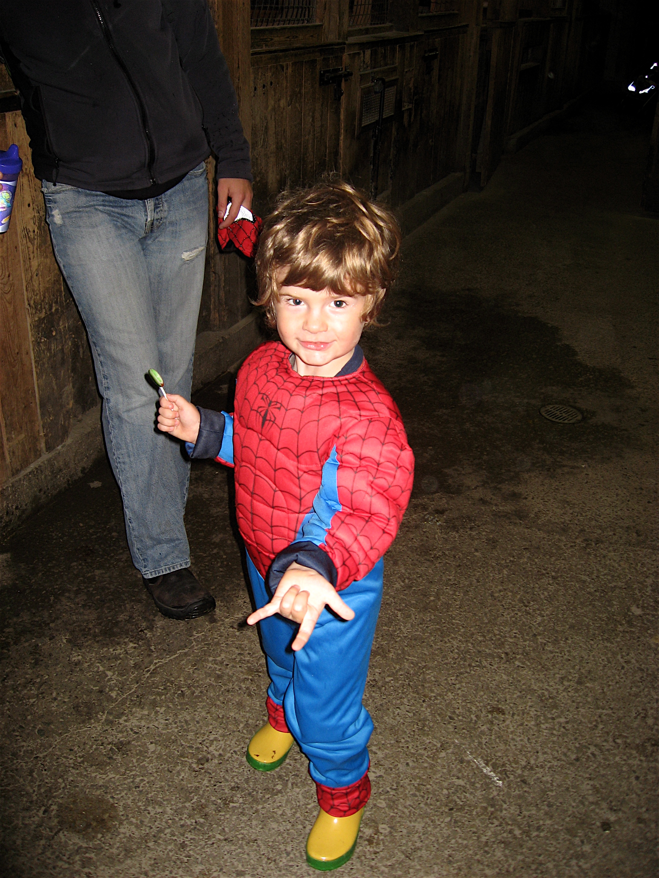 Young boy in a Spiderman costume