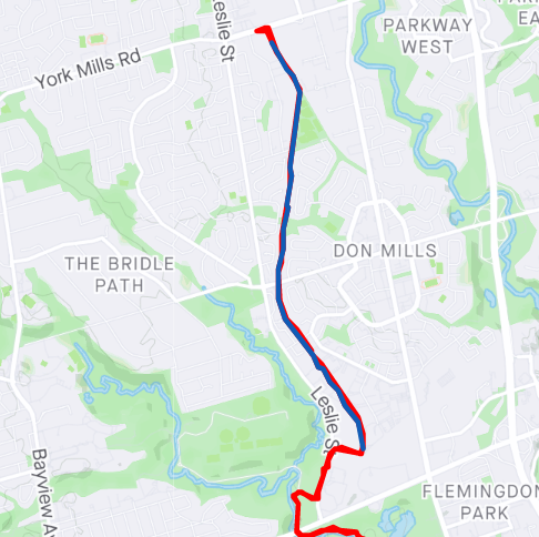 Route from Eglington to York Mills